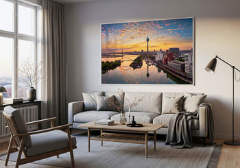 Wandbild | Medienhafen in Düsseldorf bei Sonnenaufgang