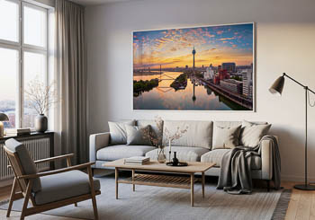 Wandbild | Medienhafen in Düsseldorf bei Sonnenaufgang