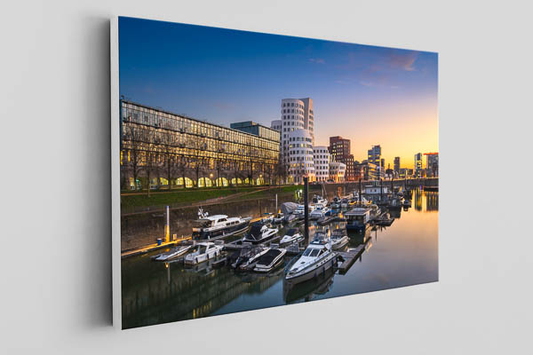 Leinwand | Medienhafen in Düsseldorf bei Sonnenuntergang