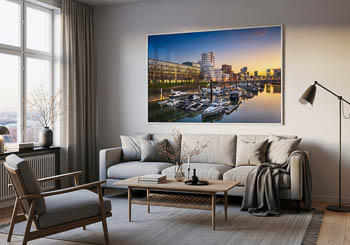 Wandbild | Medienhafen in Düsseldorf bei Sonnenuntergang