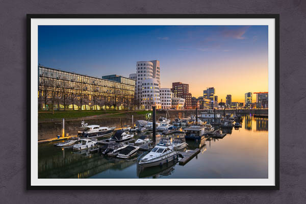Poster / Kunstdruck | Medienhafen in Düsseldorf bei Sonnenuntergang