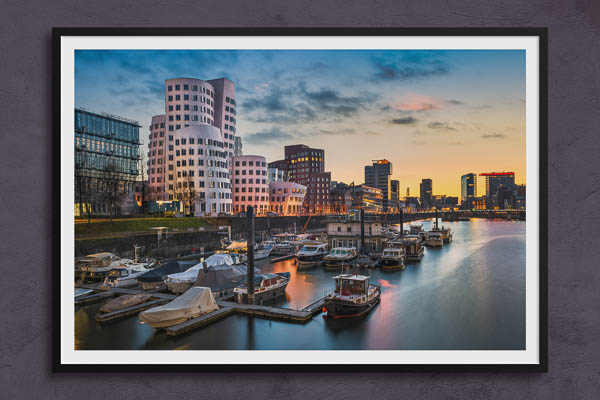 Poster / Kunstdruck | Medienhafen in Düsseldorf bei Sonnenuntergang