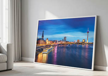 Wandbild | Skyline von Düsseldorf und der Rhein