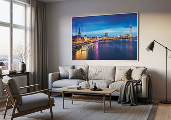 Wandbild | Skyline von Düsseldorf und der Rhein