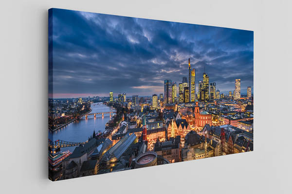 Leinwand | Skyline von Frankfurt zum Sonnenuntergang