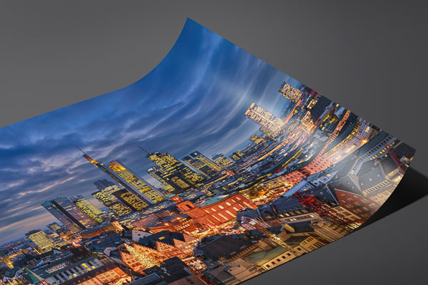 Kunstdruck / Poster | Skyline von Frankfurt zum Sonnenuntergang