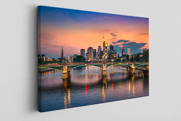 Leinwand | Skyline von Frankfurt zum Sonnenuntergang