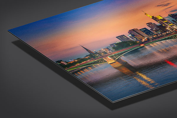 Alu-Dibond | Skyline von Frankfurt zum Sonnenuntergang