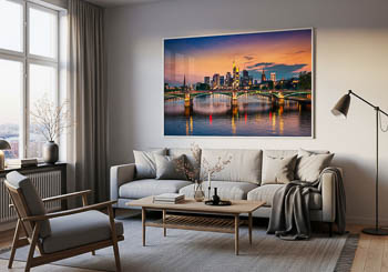 Wandbild | Skyline von Frankfurt zum Sonnenuntergang