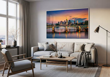 Wandbild | Skyline von Frankfurt zum Sonnenuntergang