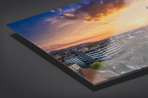 Acrylic Glass | Panorama of Freiburg during sunset
