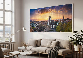 Wall Art | Panorama of Freiburg during sunset