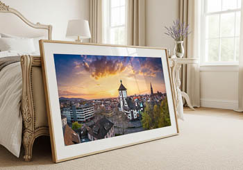 Wall Art | Panorama of Freiburg during sunset