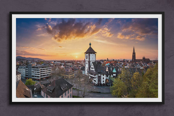 Fine Art Print | Panorama of Freiburg during sunset