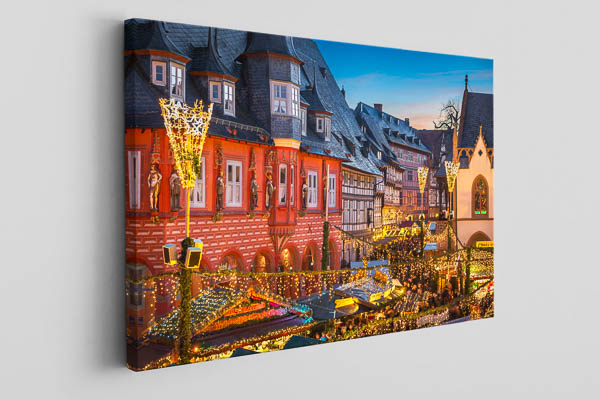 Canvas - Historic buildings with Christmas lights in Goslar