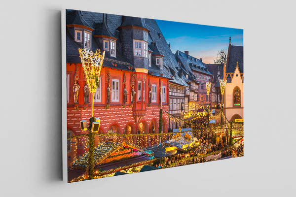 Canvas - Historic buildings with Christmas lights in Goslar