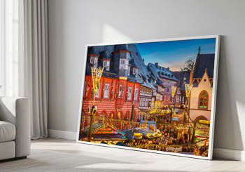 Wandbild | Historische Gebäude mit Weihnachtsbeleuchtung in Goslar