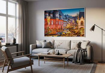 Wandbild | Historische Gebäude mit Weihnachtsbeleuchtung in Goslar