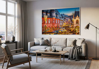 Wandbild | Historische Gebäude mit Weihnachtsbeleuchtung in Goslar