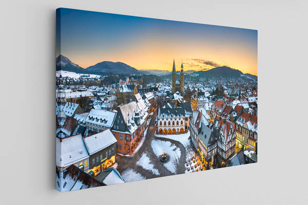 Leinwand | Winternacht Panorama von Goslar