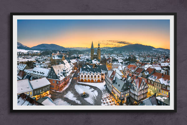 Poster / Kunstdruck | Winternacht Panorama von Goslar
