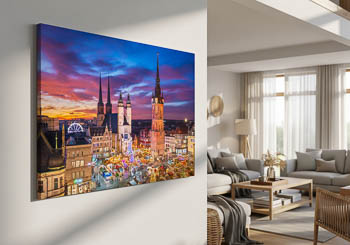 Wandbild | Skyline von Halle (Saale) bei Nacht