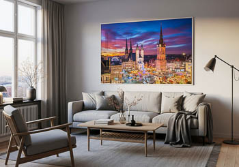 Wandbild | Skyline von Halle (Saale) bei Nacht