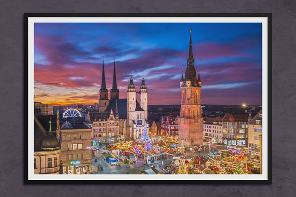 Poster / Kunstdruck | Skyline von Halle (Saale) bei Nacht