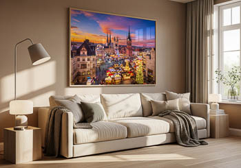 Wandbild | Skyline von Halle (Saale) bei Sonnenuntergang