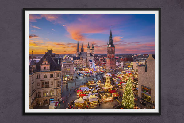 Fine Art Print | Sunset skyline of Halle (Saale)