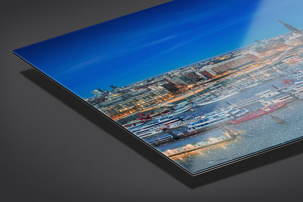 Acrylic Glass | Winter night skyline of Hamburg