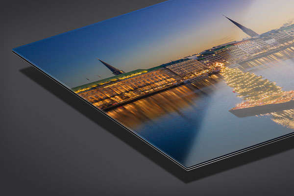 Acrylic Glass | Skyline of Hamburg with Christmas tree