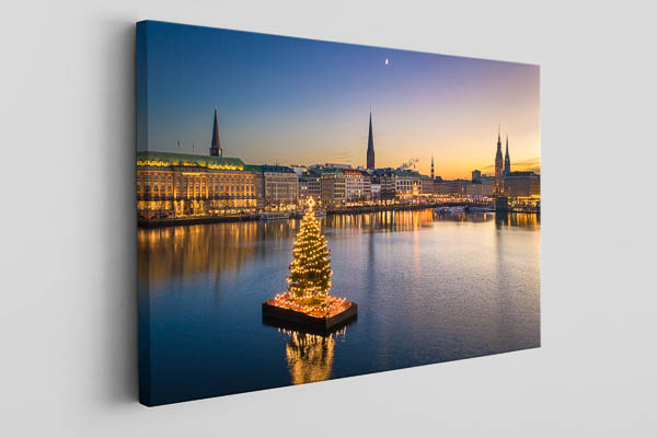 Canvas | Skyline of Hamburg with Christmas tree