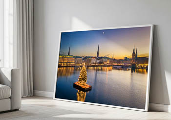 Wandbild | Skyline von Hamburg mit Weihnachtsbaum