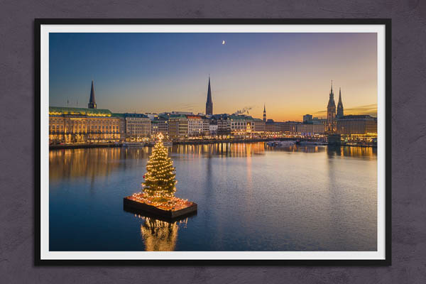 Fine Art Print | Skyline of Hamburg with Christmas tree