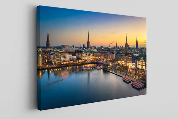 Canvas | Sunset skyline of Hamburg