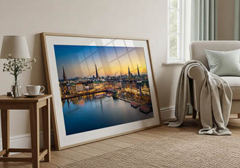 Wandbild | Skyline von Hamburg zum Sonnenuntergang
