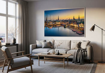 Wandbild | Skyline von Hamburg zum Sonnenuntergang