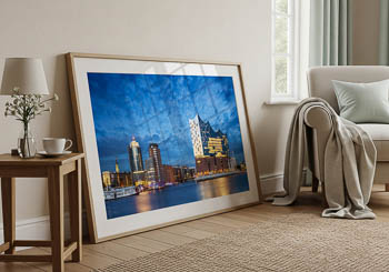 Wandbild | Nächtliche Skyline von Hamburg mit Elbphilharmonie