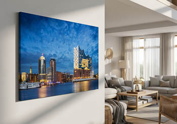 Wandbild | Nächtliche Skyline von Hamburg mit Elbphilharmonie