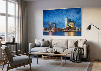 Wall Art | Night skyline of Hamburg with Elbphilharmonie