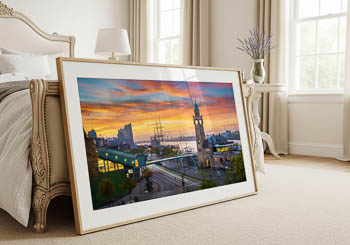 Wandbild | Sonnenaufgang an den Landungsbrücken in Hamburg