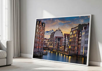 Wandbild | Nikolaifleet und Elbphilharmonie in Hamburg