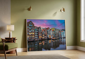 Wandbild | Nikolaifleet in Hamburg bei Sonnenuntergang