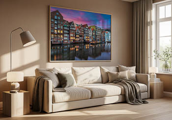 Wandbild | Nikolaifleet in Hamburg bei Sonnenuntergang