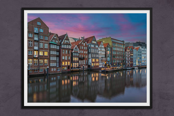 Fine Art Print | Nikolaifleet in Hamburg during sunset