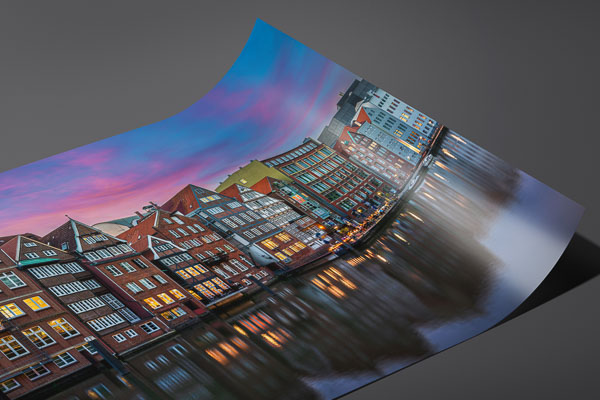 Fine Art Print | Nikolaifleet in Hamburg during sunset