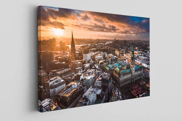 Leinwand | Skyline von Hamburg zum Sonnenuntergang