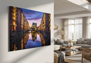 Wall Art | Speicherstadt district in Hamburg at night