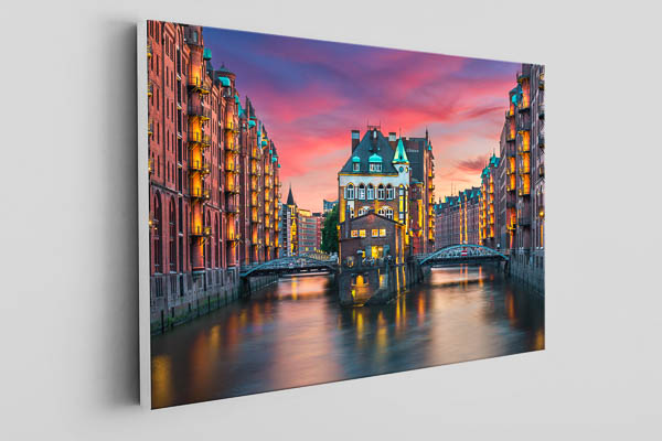 Leinwand | Sonnenuntergang in der Speicherstadt in Hamburg